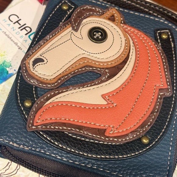 Chala Blue Wallet with Horse Accent - Picture 2 of 8